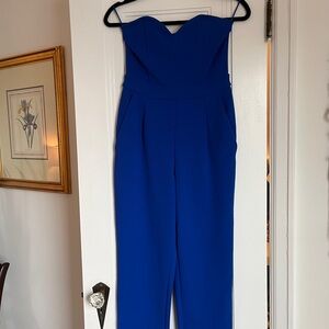 Express Royal Blue Strapless Jumpsuit